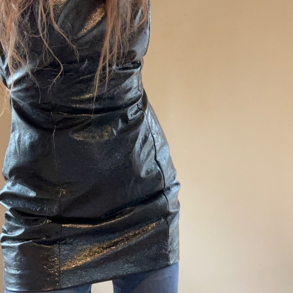 NWT Black Topshop Faux Leather mini dress, Size 6 - Picture 5 of 12